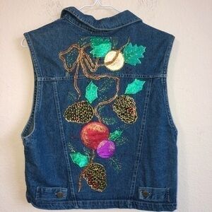 Studio 25 Jean Vest Hand Painted Christmas…